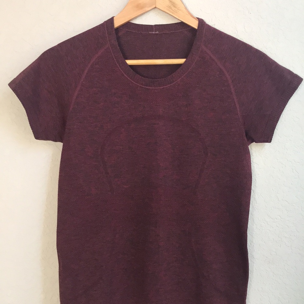 Lululemon Burgundy Swiftly Short Sleeve Top - Picture 4 of 13